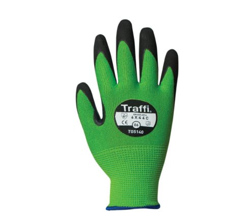 Traffi Schneidfeste Handschuhe, Größe 6, XS, Schneidfest, Nitril, Nylon Grün