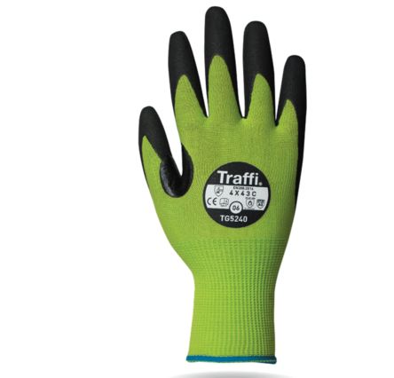 Traffi Schneidfeste Handschuhe, Größe 11, XXL, Schneidfest, Nitril, Nylon Grün