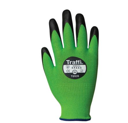 Traffi Schneidfeste Handschuhe, Größe 10, XL, Schneidfest, Nitril, Nylon Grün