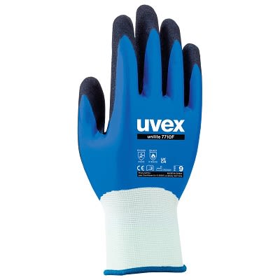 Uvex Blue Polyester Abrasion Resistant Work Gloves, Size 9, Large, NBR Coating