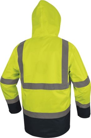 Delta Plus Unisex Warnschutzjacke Warm, Wasserdicht, PU-beschichtetes Oxford-Polyester Gelb Fluoreszierend -