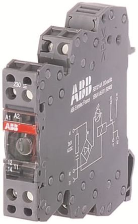 ABB R600 Interface Relais, 60V Ac/dc / 230V Ac/dc 60 → 230V Ac/dc, 1-poliger Wechsler DIN-Schienen