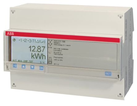 ABB Contatore Di Energia, A44, 3 Fasi, Display LCD A 7 Cifre