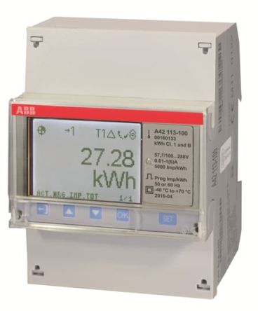 ABB Medidor De Energía Serie A42, Display LCD, Con 7 Dígitos, 1 Fase