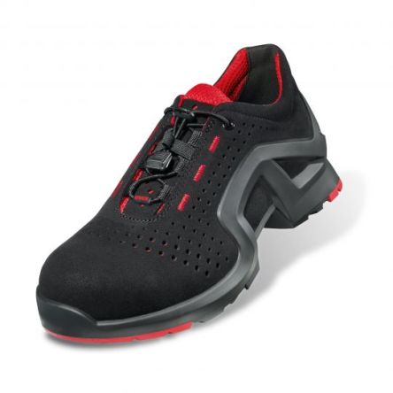 Uvex 1 Unisex Black, Red Toe Capped Safety Shoes, UK 3, EU 35