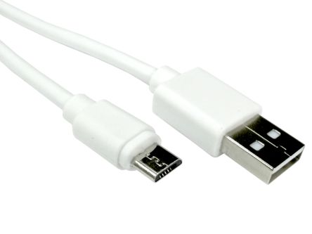 RS PRO Cavo USB USB A/Micro USB B, L. 150mm, Col. Bianco