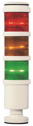Sirena Torretta Di Segnalazione, 24 V, LED, 3 Elementi, Lenti, Lenti Ambra, Verde, Rosso