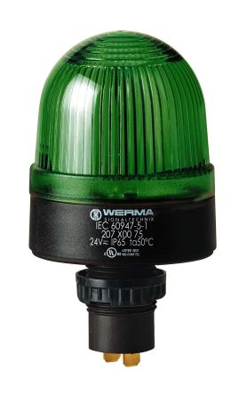 Werma Indicador Luminoso Serie 208, Efecto Intermitente, Xenón, Verde, Alim. 24 V