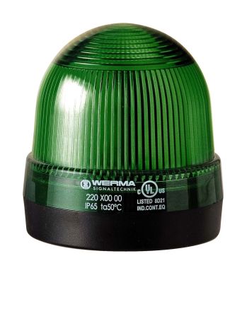 Werma 220 Series Green Continuous Lighting Beacon, 12 → 230 V, Base Mount, Filament Bulb