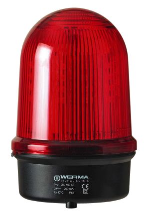 Werma 280 Series Red EVS Beacon, 115 → 230 V, Base Mount, LED Bulb