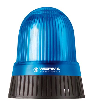 Werma 430 Series Blue Sounder Beacon, 24 V, IP65, Base Mount, 114dB At 1 Metre