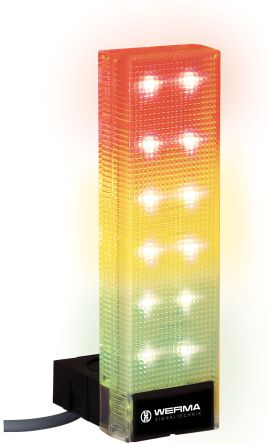 Werma VarioSIGN Series Green, Red, Yellow Signal Tower, 3 Lights, 24 V