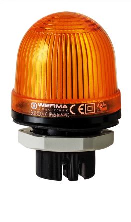 Werma 802 Series Yellow Flashing Beacon, 115 V, Built-in Mounting, Xenon Bulb