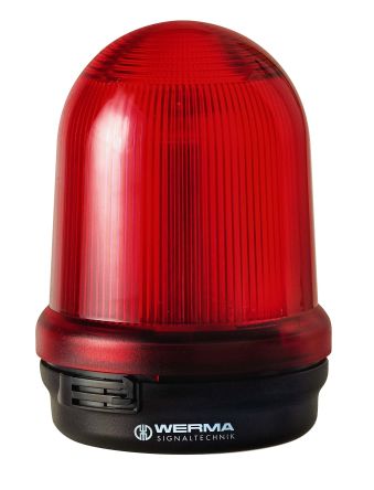Werma 829 Series Red Continuous Lighting Beacon, 24 V, Base Mount, LED Bulb