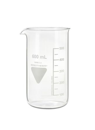 RS PRO Borosilikatglas Messbecher Mit Skala, Ø 80mm / 600ml