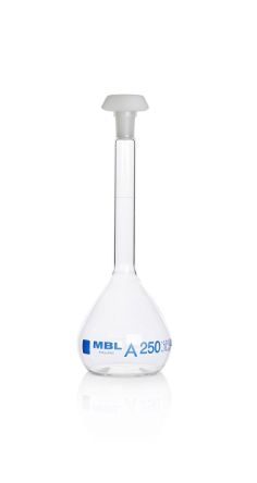 RS PRO Borosilikatglas Laborflasche 250ml Messkolben Enghalsig 220 (H)mm Mit Skalenteilung