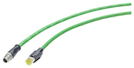 Siemens Cat6a Male M12 To RJ45 Ethernet Cable, Aluminium Foil With A Braided Tin-plated Copper Wire Screen, Green, 5m