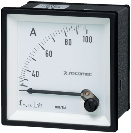 Socomec Ampèremètre Analogique De Panneau V C.a. Série 192A, Echelle 60A, 72mm X 72mm