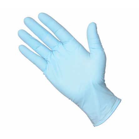 RS PRO Blue Nitrile Disposable Gloves, Size M, 100 Per Pack