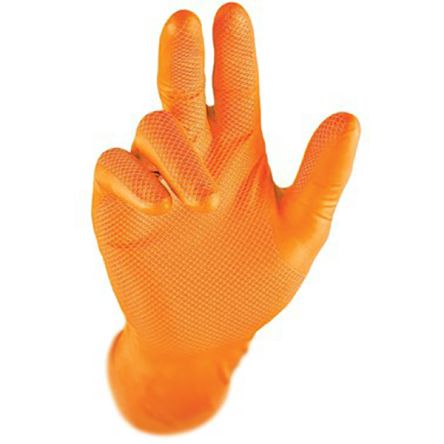 RS PRO Guantes Desechables De Nitrilo Naranja, Talla L, Caja De 50 Unidades