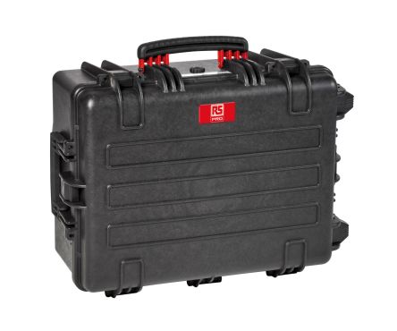 RS PRO Polypropylen Wasserdichter Koffer Schwarz, Auf Rädern, Außenmaße 627 X 475 X 292mm / Innen 538 X 405 X 250mm