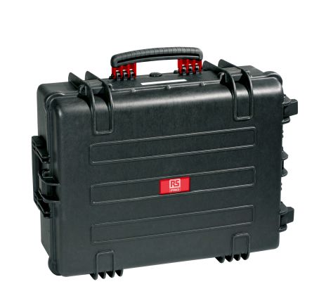 RS PRO Polypropylen Wasserdichter Koffer Schwarz, Auf Rädern, Außenmaße 670 X 510 X 372mm / Innen 580 X 440 X 330mm