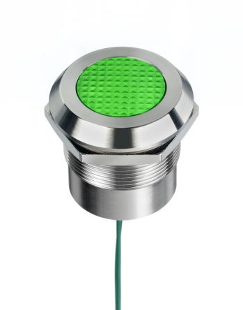 RS PRO 绿色LED面板指示灯, 12 → 24V 交流/直流, IP67、 IP69K, 25mm安装孔径