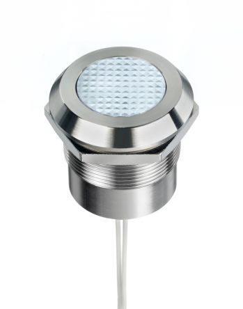 RS PRO LED Schalttafel-Anzeigelampe Weiß 12 → 24V Ac/dc, Montage-Ø 25mm, Leiter