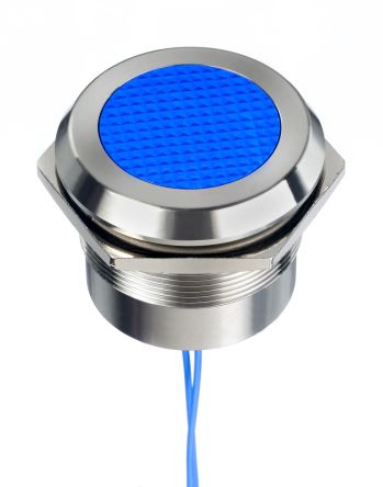 RS PRO Voyant LED Lumineux Bleu, Dia. 30mm, 12 → 24V C.a. / V C.c., Taille De La Lampe 18.2 Mm, IP67, IP69K