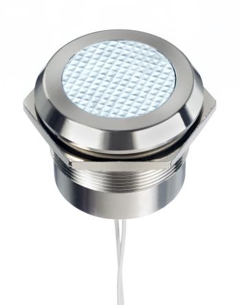 RS PRO LED Schalttafel-Anzeigelampe Weiß 12 → 24V Ac/dc, Montage-Ø 30mm, Leiter