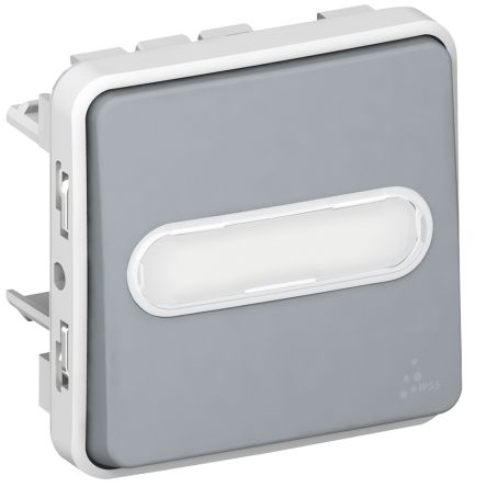 Legrand Lichtschalter Druckknopf-Lichtschalter, 1-polig, 1 Wege Grau IP 55 10A