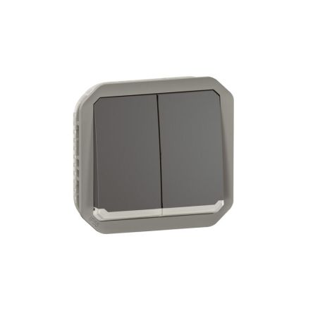 Legrand Lichtschalter, Wand-Montage Quadratischer Drucktastenbetätiger IP 55, 1-polig, 1 Wege 10A, 250V Grau