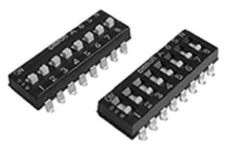 Omron PCB-Montage DIL- Und SIL-Schalter Flach 8-stellig, 1-poliger Ein/Ausschalter 25 MA