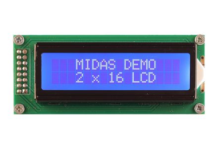 Midas MC21605B6W-BNMLW3.3-V2 LCD LCD Display, 2 Rows By 16 Characters