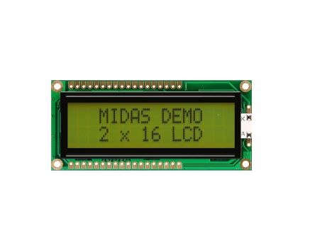 Midas 段码液晶屏, LCD显示, 2行16个字符