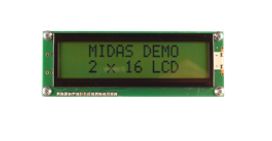 Midas Display Monocromo LCD De 2 Filas X 16 Caract.