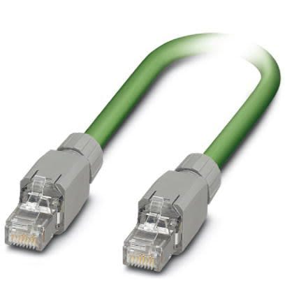 Phoenix Contact Ethernetkabel Cat.5e, 2m, Grün Patchkabel, A RJ45 Stecker, B RJ45