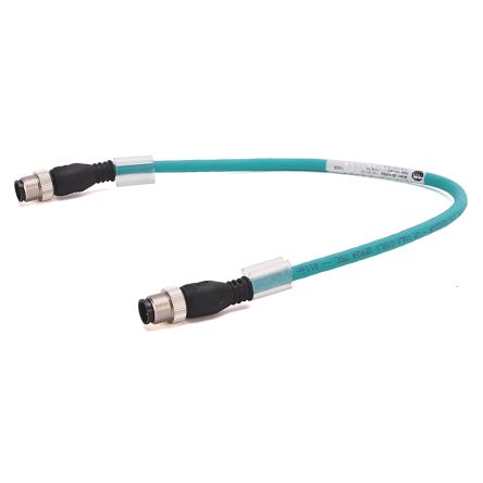 Rockwell Automation Cat5e Straight M12 To Straight M12 Ethernet Cable, Unshielded Twisted Pair (UTP), Green, 15m