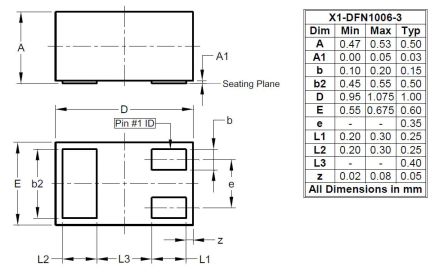 DiodesZetex MOSFET DMP2900UFB-7B, VDSS 20 V, ID 990 MA, X1-DFN1006-3