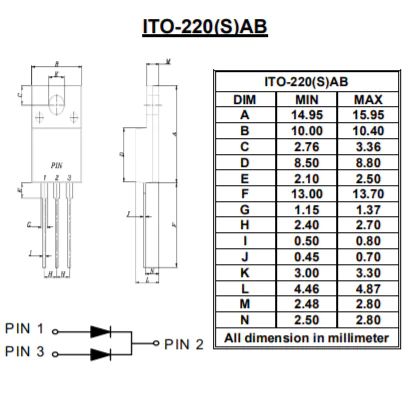 DiodesZetex Gleichrichter & Schottky-Diode, 100V JEDEC TO-220ABFP