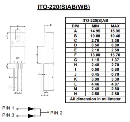 DiodesZetex Gleichrichter & Schottky-Diode, 100V JEDEC TO-220ABFP