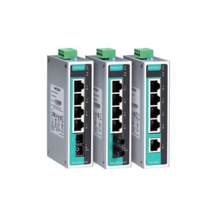 MOXA Unmanaged Ethernet Switch, 4 X RJ45 / 100Mbit/s, Bis 5km, 9.6 → 60V Dc