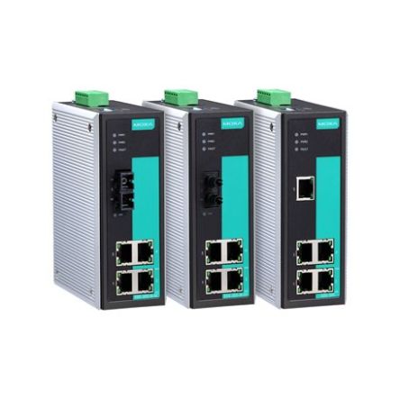 MOXA Unmanaged Ethernet Switch, 5 X RJ45 / 100Mbit/s, Bis 100m, 9.6 → 60V Dc