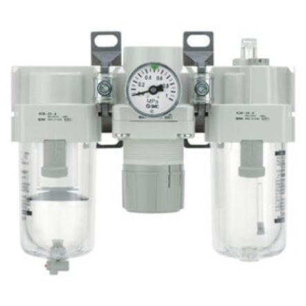SMC Luftfilter-Regler-Öler Serie AC, Durchflussmenge 300l/min, Anschluss G1/8, 10 Bar