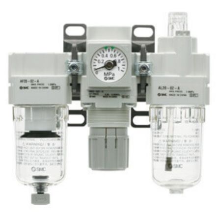 SMC G 1/8 Filter Regulator Lubricator, Auto Drain, 5μm Filtration Size