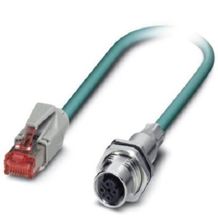 Phoenix Contact Ethernetkabel Cat.5e, 1m, Blau Patchkabel, A M12 Geschirmt Buchse, B RJ45