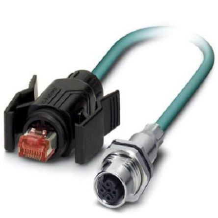 Phoenix Contact Ethernetkabel Cat.5e, 2m, Blau Patchkabel, A M12 Geschirmt Stecker, B RJ45