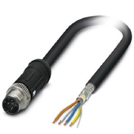 Phoenix Contact Ethernetkabel Cat.5, 2m, Schwarz Patchkabel, A M12 Geschirmt Stecker, B Offenes Ende