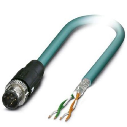 Phoenix Contact Ethernetkabel Cat.5, 5m, Blau Patchkabel, A M12 Geschirmt Stecker, B Offenes Ende