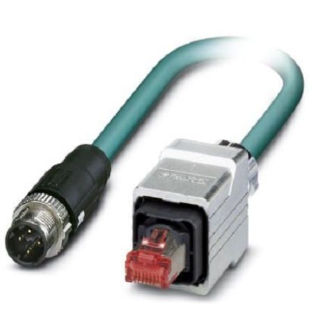 Phoenix Contact Ethernetkabel Cat.5, 1m, Blau Patchkabel, A M12 Geschirmt Stecker, B RJ45